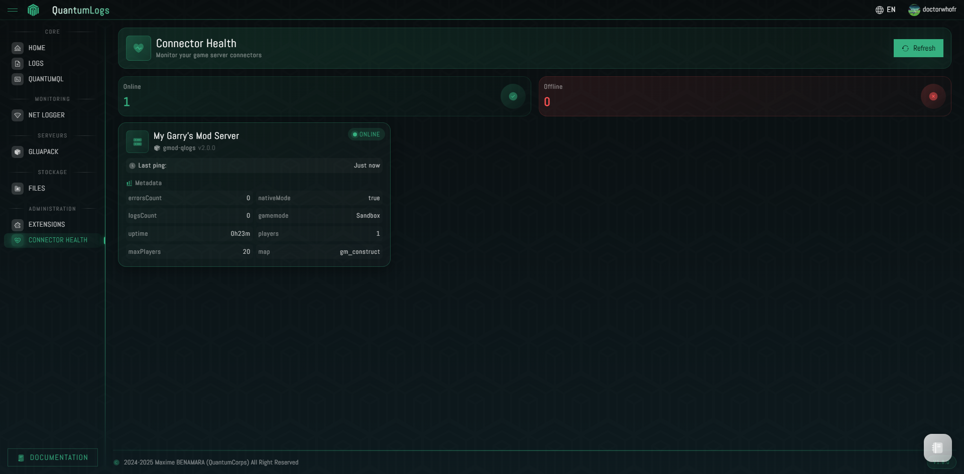 QuantumLogs Connector Health - System health monitoring