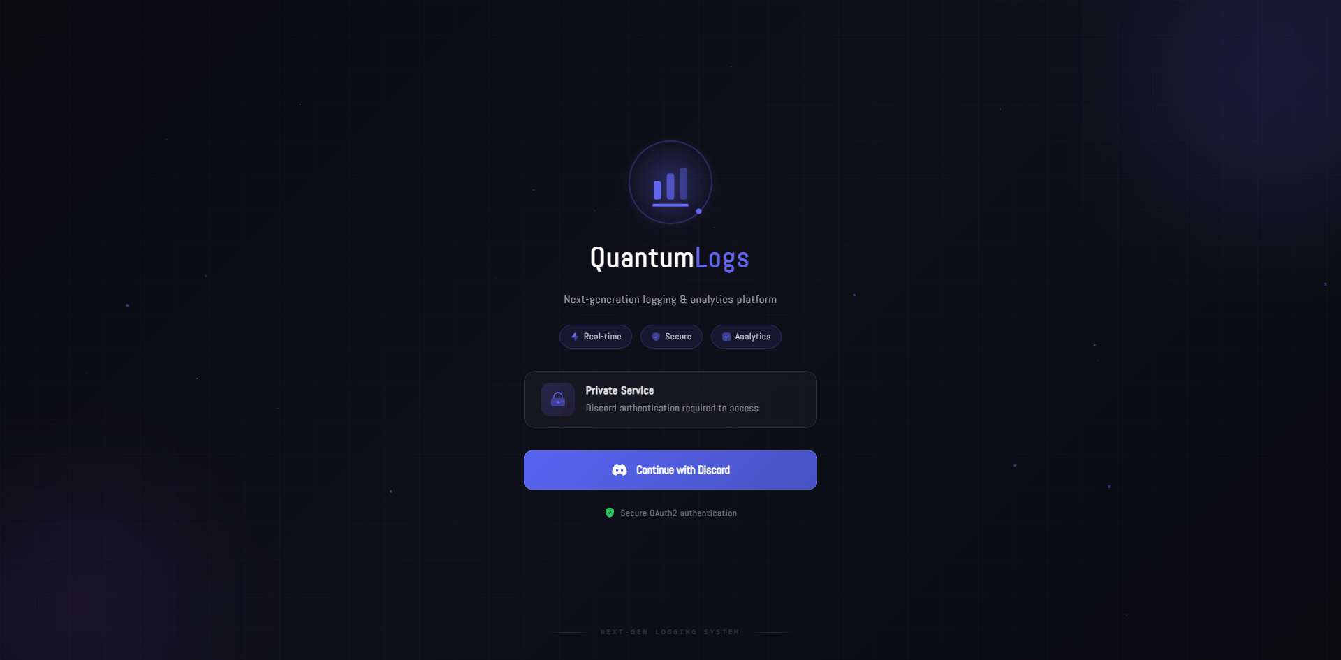 QuantumLogs New Login - Updated login interface